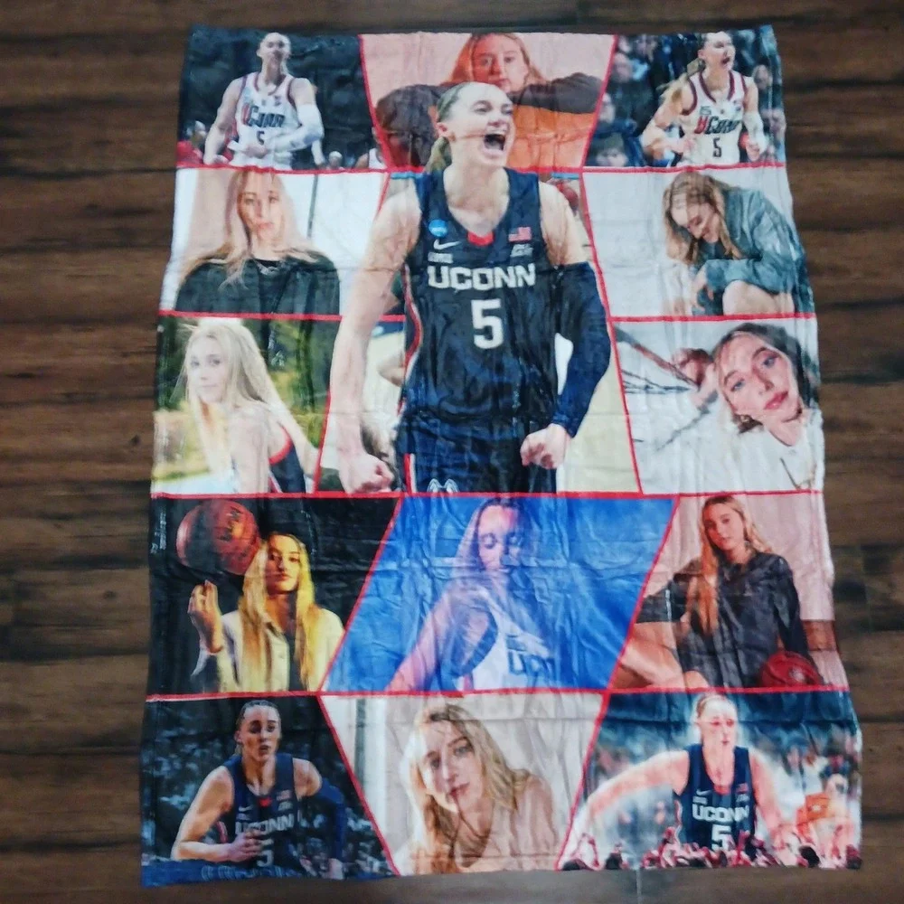 Paige Bueckers UConn Huskies Basketball Collage Throw Blanket 50x40 One Sided